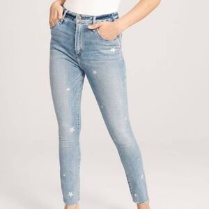 ABERCROMBIE AND FITCH HIGH RISE JEANS WITH STAR DETAILING